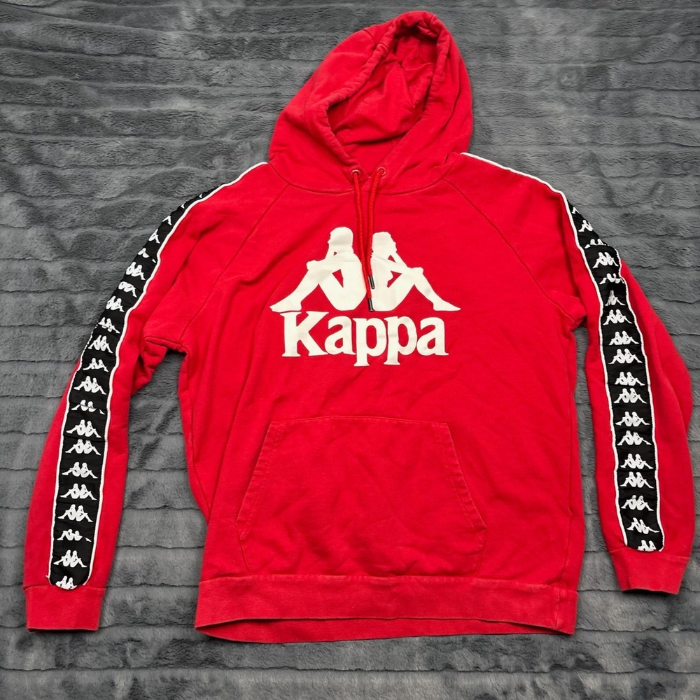 Kappa Mens Red Omini Logo Tape Pullover Hoodie Sweatshirt Large 9217